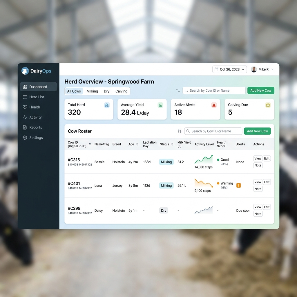 Cow Management Dashboard
